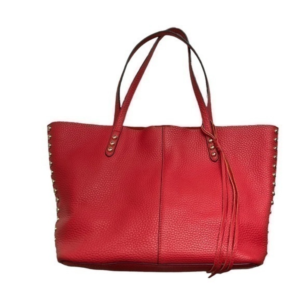 Rebecca minkoff red leather studded tote bag